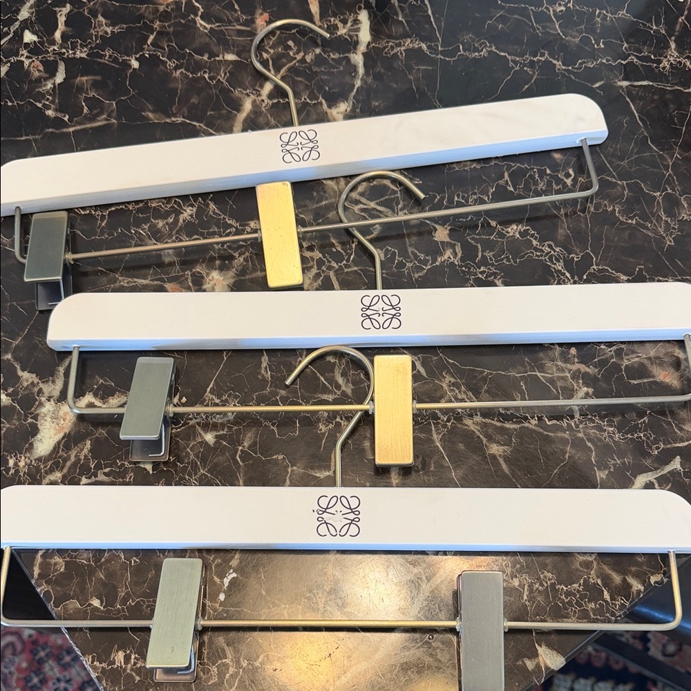 Loewe White Wooden Hangers with Gold Clip Accents